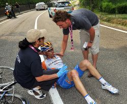 Christian Van de Velde lors de sa chute pendant la 3em etape du giro